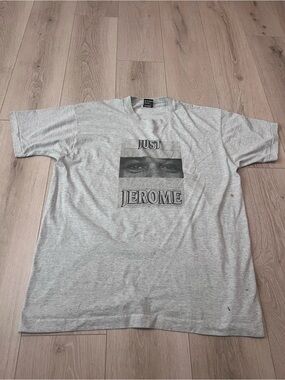 Fruit of the Loom Light Heather Gray Graphic Tee with Black Photo Print